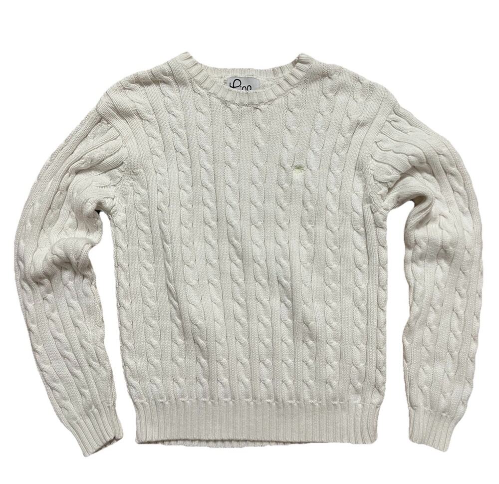 Lilly Pulitzer Cream Cable Knit Crewneck Sweater